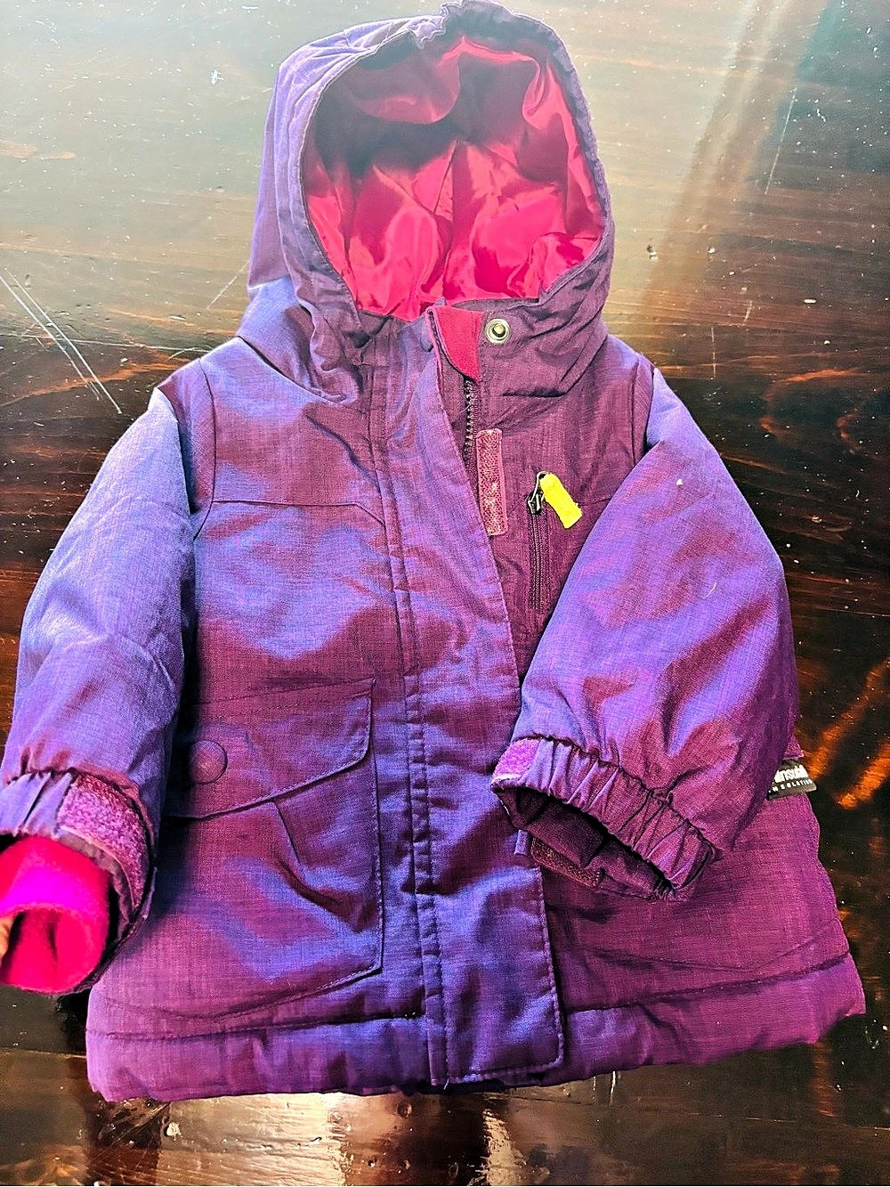 Cherokee Hooded Puffer Jacket Purple Pink Baby 2T